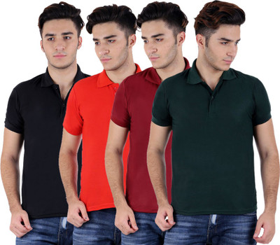 

Sanvi Traders Solid Men Polo Neck Multicolor T-Shirt(Pack of 4