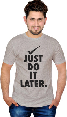 

INKIT Graphic Print Men' Round Neck Grey T-Shirt