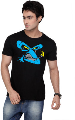 Inkovy Graphic Print Men's Round Neck Black T-Shirt