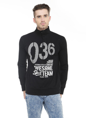 

Gritstones Printed Men' Hooded Black T-Shirt