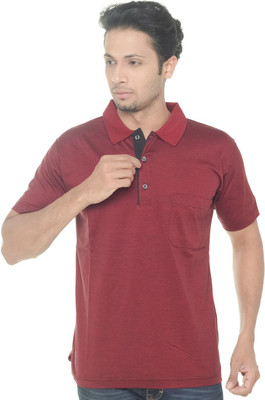 Gleneagles Solid Men Polo Neck Maroon T-Shirt Gleneagles Solid Men Polo Neck Maroon T-Shirt