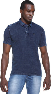 

Octave Solid Men's Polo Neck Blue T-Shirt, Navy