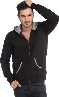 

Leana Solid Men's Hooded Black, Grey T-Shirt