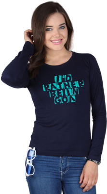 

SayItLoud Printed Women's Round Neck Blue T-Shirt, Navy