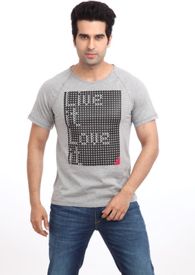 

Parx Printed Men's Round Neck Grey T-Shirt