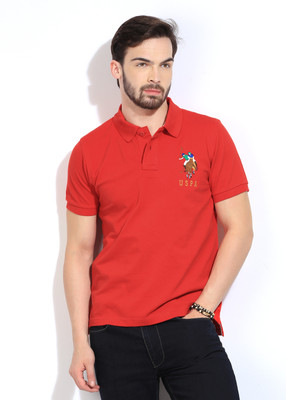 

U.S. Polo Assn. Solid Men's Polo Neck Red T-Shirt, High risk red