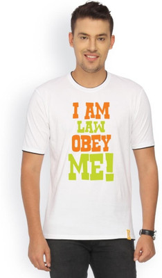 

Campus Sutra Printed Men Round Neck White T-Shirt