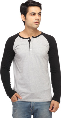 

Leana Solid Men' Henley Grey, Black T-Shirt