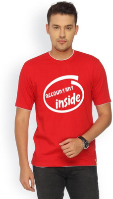 

Campus Sutra Printed Men Round Neck Red T-Shirt