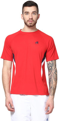

Aurro Self Design Men's Round Neck Orange T-Shirt, Navy