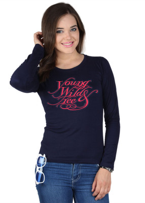 

SayItLoud Graphic Print Women's Round Neck Dark Blue T-Shirt