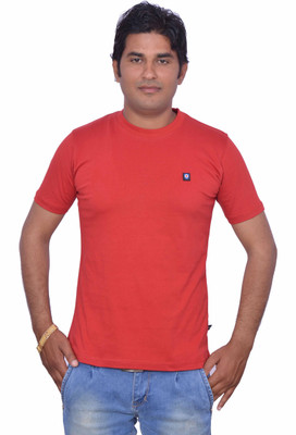 

Leaf Solid Men's Round Neck Red T-Shirt