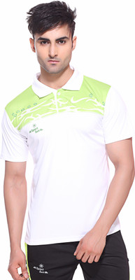 

Sport Sun Self Design Men's Polo Neck White T-Shirt, Lemon;white