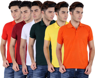 

Sanvi Traders Solid Men Polo Neck Multicolor T-Shirt(Pack of 6