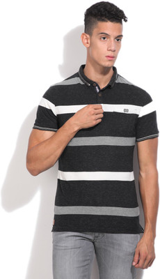 

Fort Collins Striped Men's Polo Neck White, Black, Grey T-Shirt