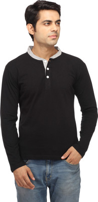 

Leana Solid Men's Henley Multicolor T-Shirt, Black 1