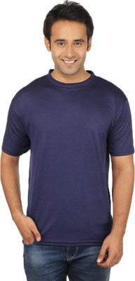 

Quetzal Solid Men's Round Neck Dark Blue T-Shirt