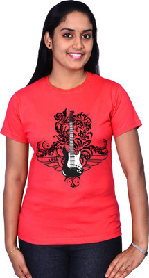 

Zorba Mart Printed Women's Round Neck Red T-Shirt