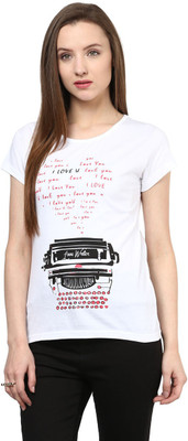 

Honey By Pantaloons Graphic Print Women's Round Neck White T-Shirt