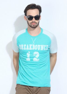 Breakbounce Printed Men's Round Neck Blue T-Shirt, Baltic blue