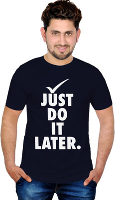

INKIT Graphic Print Men's Round Neck Blue T-Shirt, Navy blue