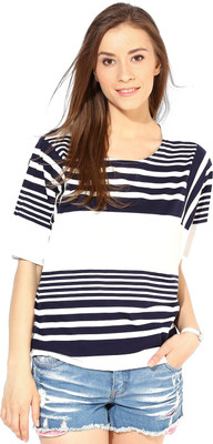 

Vero Moda Striped Women's Round Neck White T-Shirt, Snow white