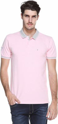 Octave Solid Men's Polo Neck Red T-Shirt, Lightpink
