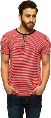 

Gritstones Striped Men' Henley Red T-Shirt, Red01