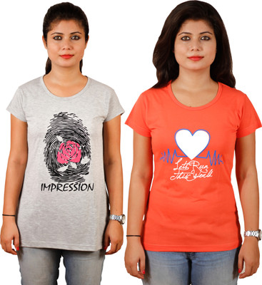

Tryd Printed Women's Round Neck Multicolor T-Shirt(Pack of 2)