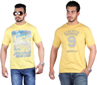 

Shineway Printed Men's Round Neck Multicolor T-Shirt(Pack of 2