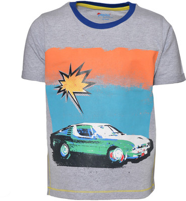 

Pepito Boys Printed Cotton T Shirt(Grey, Pack of 1, Grey milange