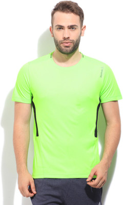

REEBOK Solid Men's Round Neck Green T-Shirt, �solar green