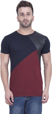 acomharc Self Design Men Round Neck Blue T-Shirt acomharc Self Design Men Round Neck Blue T-Shirt