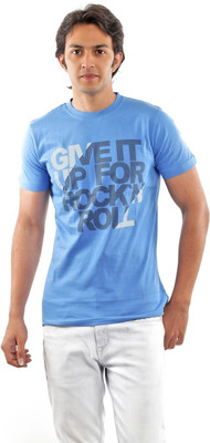 

BG69 Graphic Print Men's Round Neck Light Blue T-Shirt, Lt.blue