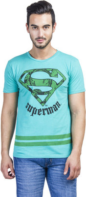 

Superman Printed Men' Round Neck Green T-Shirt, Pool green melange