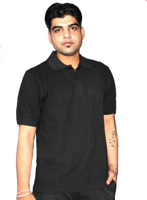 

AS42 Solid Men's Polo Neck Black T-Shirt