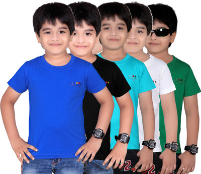 

FabTag - Dongli Boys Solid T Shirt(Multicolor, Pack of 5, Multicolor_3