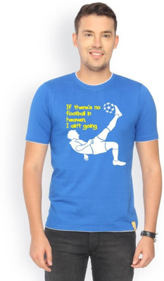 

Campus Sutra Printed Men Round Neck Blue T-Shirt, Royal blue