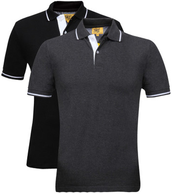 

Campus Sutra Solid Men Henley Multicolor T-Shirt(Pack of 2, Black;charcoal