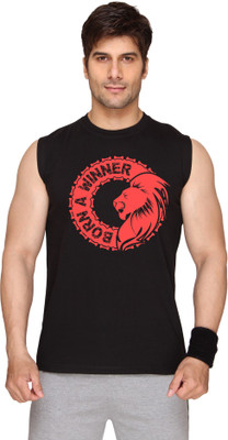 

SayItLoud Printed Men's Round Neck Black, Red T-Shirt