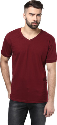 

Unisopent Designs Solid Men's V-neck Maroon T-Shirt