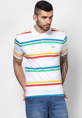 

Ajile by Pantaloons Striped Men's Polo Neck White T-Shirt