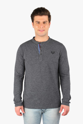 

La Seven Solid Men's Round Neck Black T-Shirt