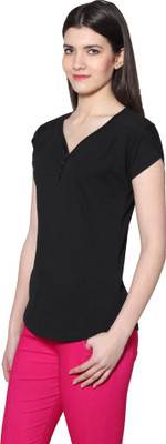 

LGC Solid Women's V-neck Black T-Shirt, Devil black