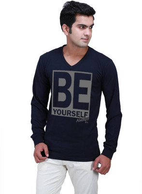 

Inkovy Graphic Print Men's V-neck Blue T-Shirt, Navy