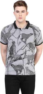 

Fritzberg Printed Men's Polo Neck Grey T-Shirt, Grey melange