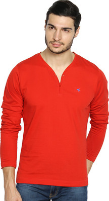

The Indian Garage Co. Solid Men's Henley Red T-Shirt