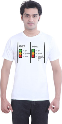 

Tantra Graphic Print Men's Round Neck White T-Shirt