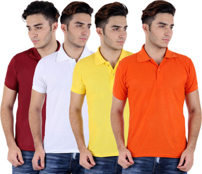 

Sanvi Traders Solid Men Polo Neck Multicolor T-Shirt(Pack of 4