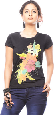 

Trendy Girlz Graphic Print Women's Round Neck Black T-Shirt, Jet black
